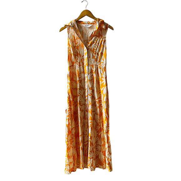 Campania Fantastica Palm Spring Button Up Sleeveless Dress Size S Small Yellow - Picture 2 of 8